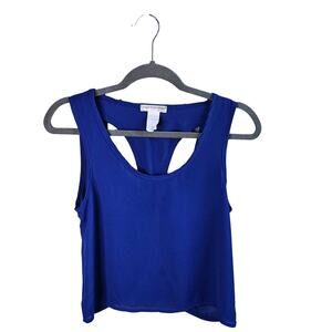 Juniors Teens Agaci Sleeveless Blue Dressy Crop Top Blouse Size Small
